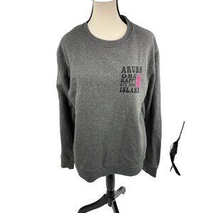 Momentum Womens Sweatshirt Aruba One Happy Island Graphic Crewneck L